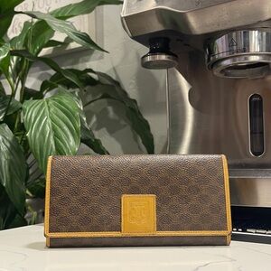 Celine Macadam Brown Long Wallet